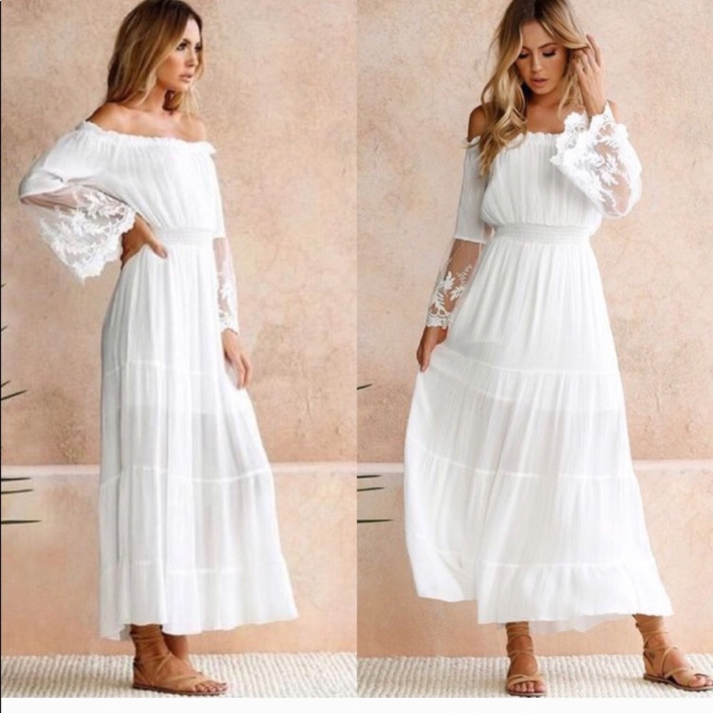 Beautiful off the shoulder white dress.NWOT
